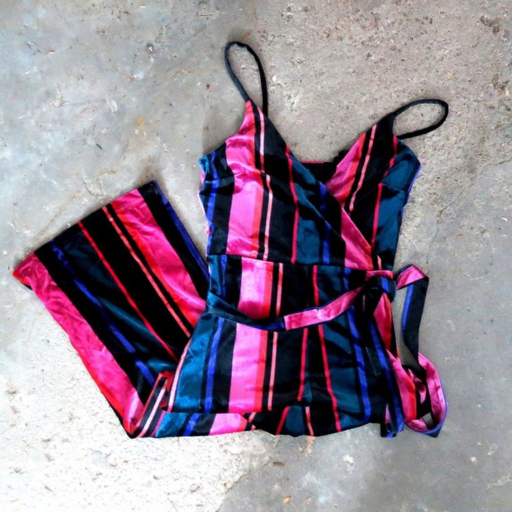 Velvet Velour Speechless Jumpsuit Striped Jumper